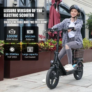 Seated Electric Scooter with Basket