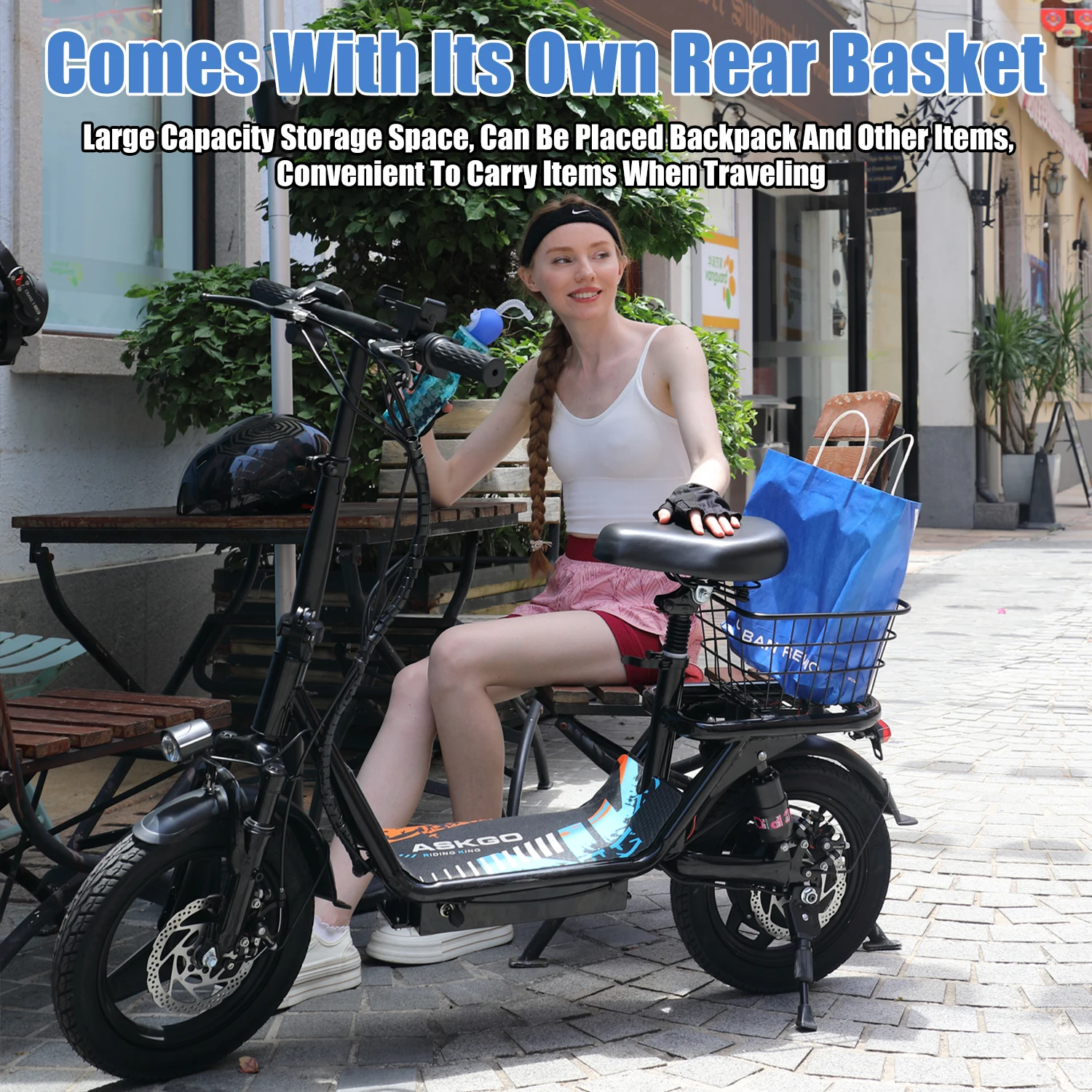 Seated Electric Scooter with Basket - Image 2